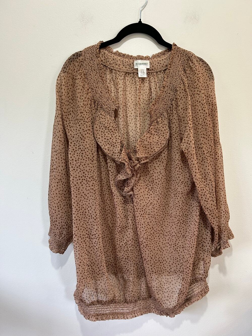 Motherhood Maternity sheer print top size XL brown